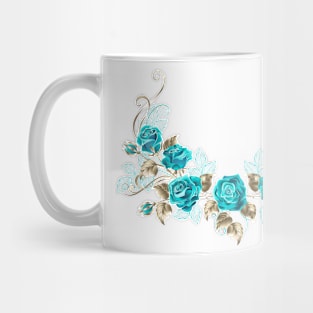 Symmetrical garland with turquoise roses Mug